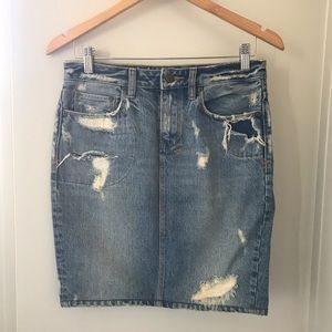 REVOLVE Distressed Denim Mini Pencil Skirt KSUBI Sz 28